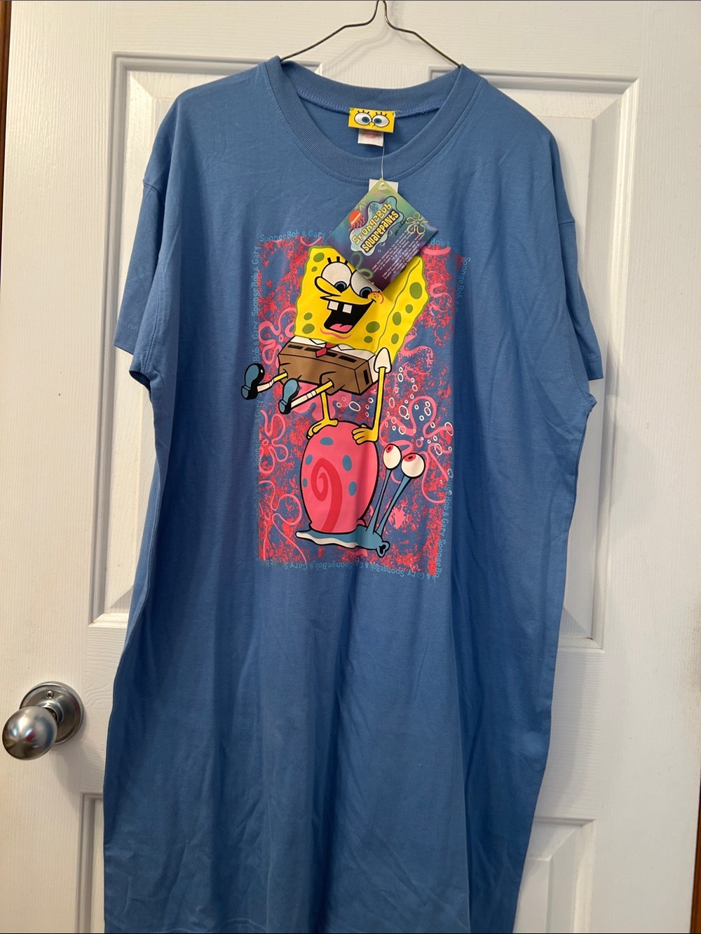 SpongeBob SquarePants with Gary Blue Graphic Nightshirt - Women's Pajama Tee